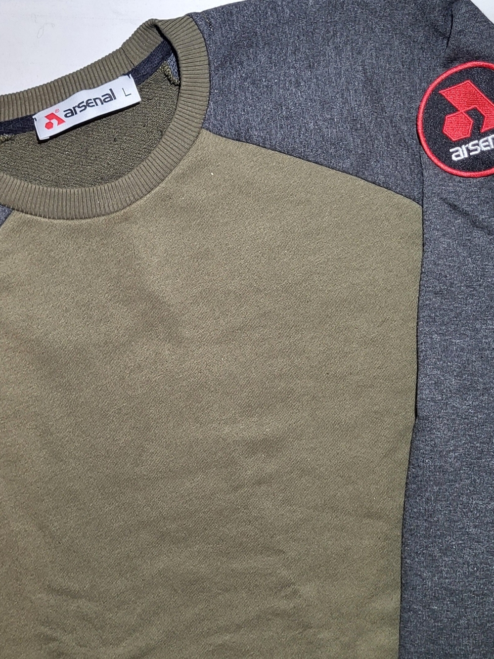 Arsenal Men's Olive and Charcoal Crewneck Sweatshirt